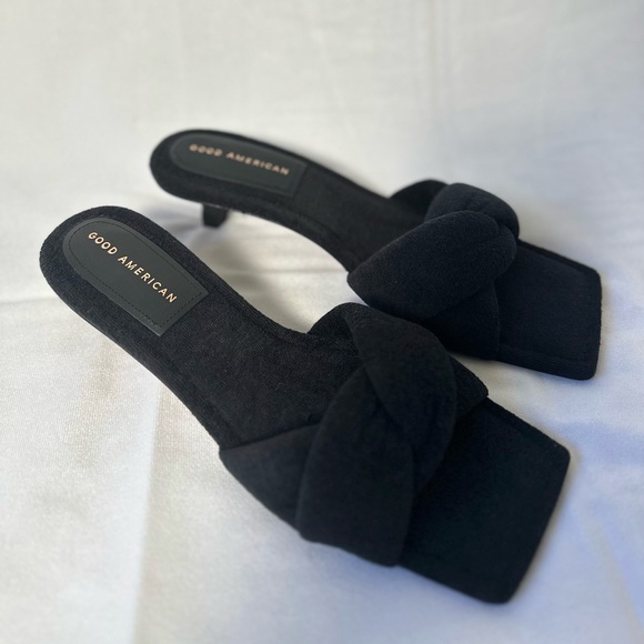 Good American Shoes - New Good American Terry Kickstand Mule Black Heels